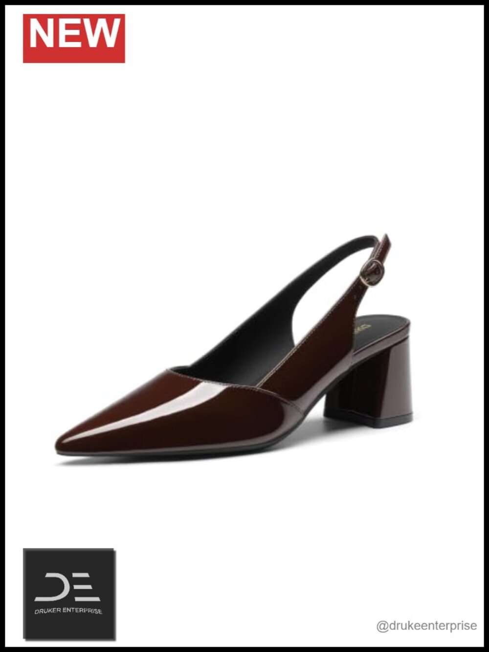 Faux Leather Pointed Toe Slingback Chunky Block Heels Pumps for Wedding Work
